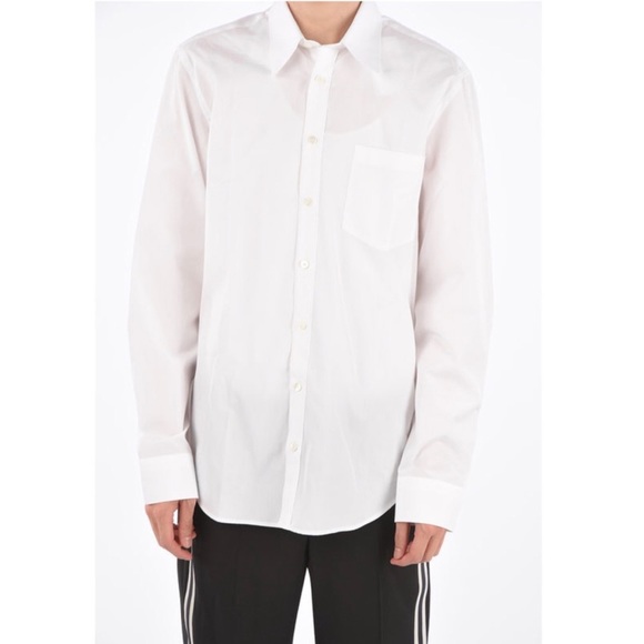 HELMUT LANG Men’s Spread Collar Shirt Monogram Back Patch Size M - Picture 2 of 7